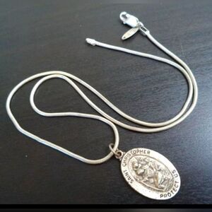 VTG 925 SIGNED PAOLO ROMEO ST CHRIS ITALY STERLING SILVER 18" NECKLACE